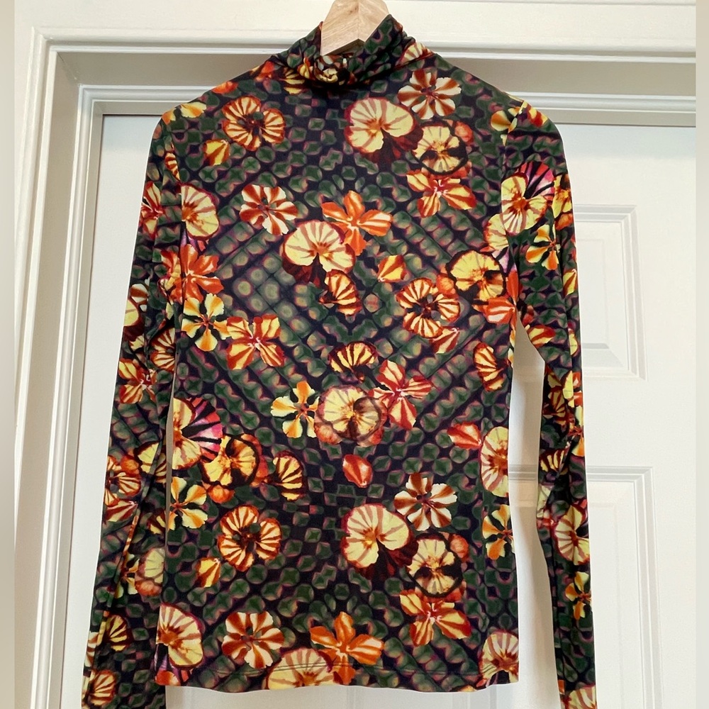Ulla Johnson Floral Turtleneck Top in Black, Orange, Yellow, Green - Picture 2 of 3